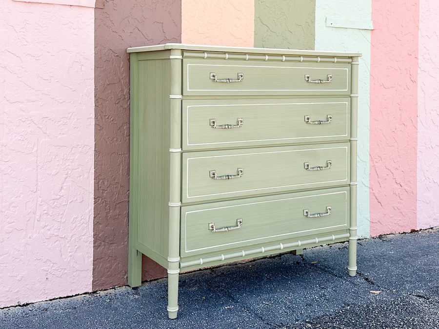 Seafoam Faux Bamboo Tall Chest