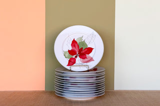Set of Twenty Four Poinsettia Dinner Plates