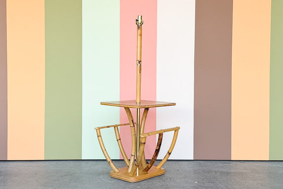Old Florida Rattan Magazine Floor Lamp