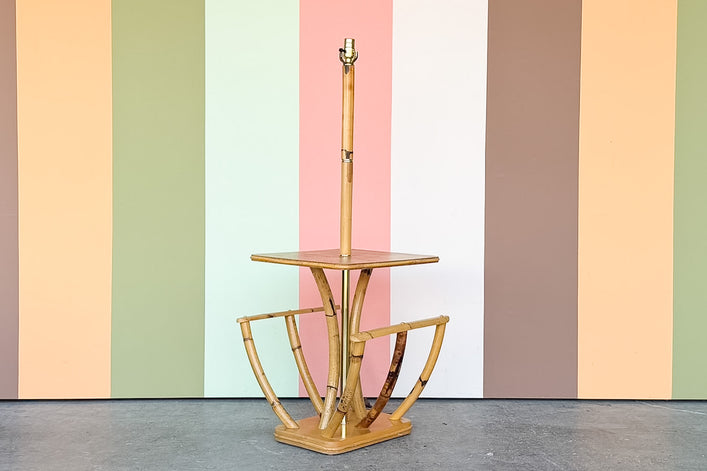 Old Florida Rattan Magazine Floor Lamp