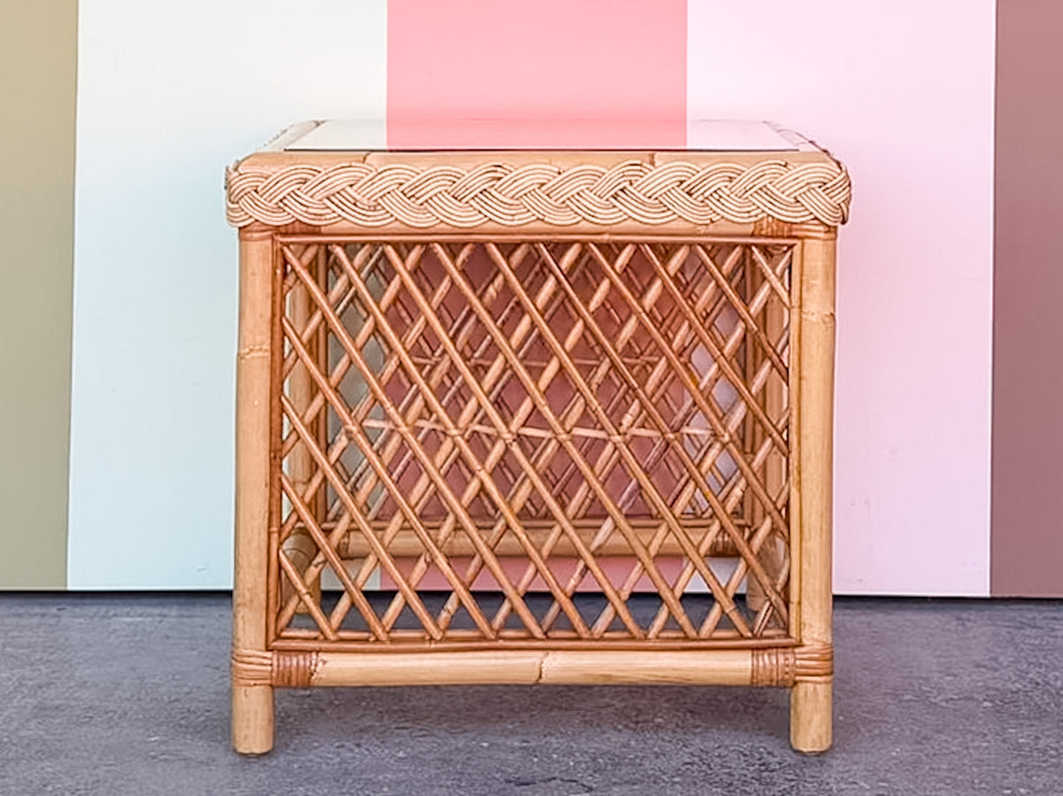 Braided Rattan Side Table