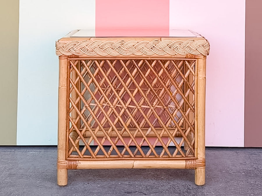 Braided Rattan Side Table