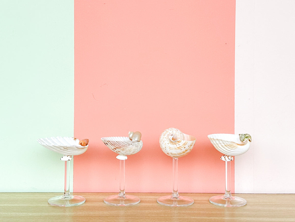 Set of Four Kips Bay Show House Shell Chic Coupes