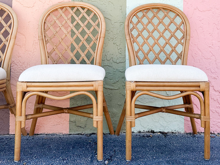 Lattice Rattan Game Table and Chairs
