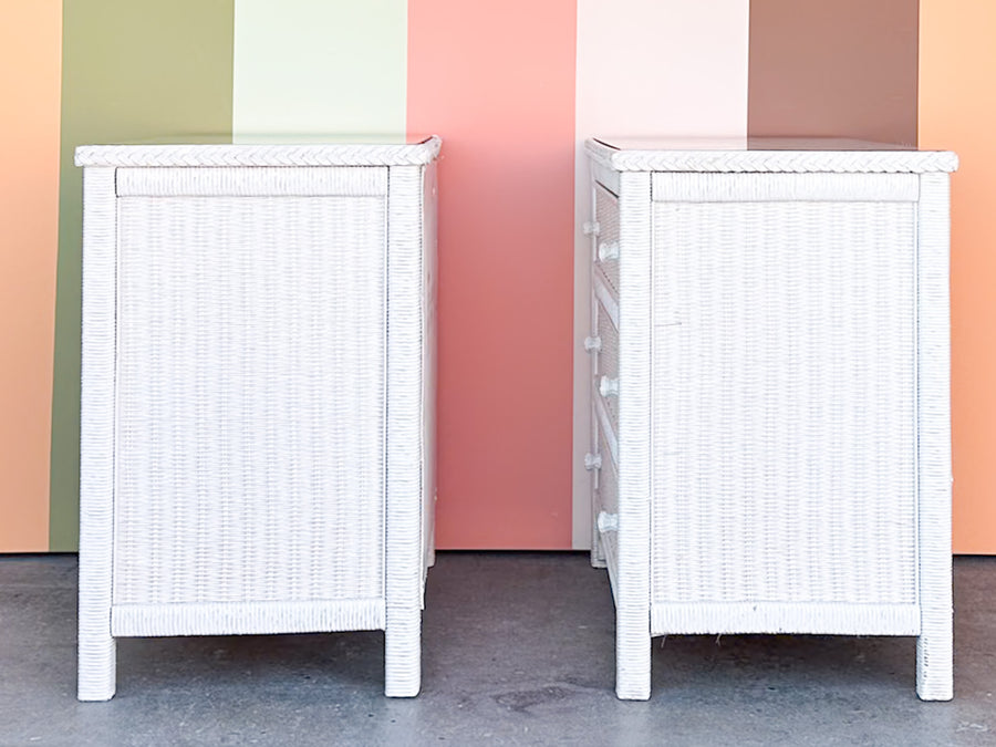 Pair of Henry Link Wicker Oversized Nightstands