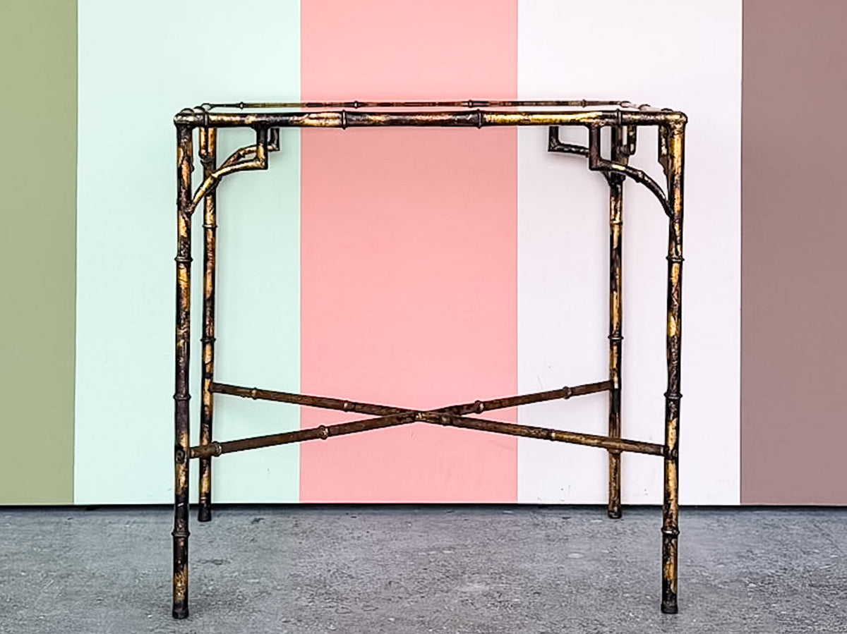 Gilt Faux Bamboo Fretwork Side Table