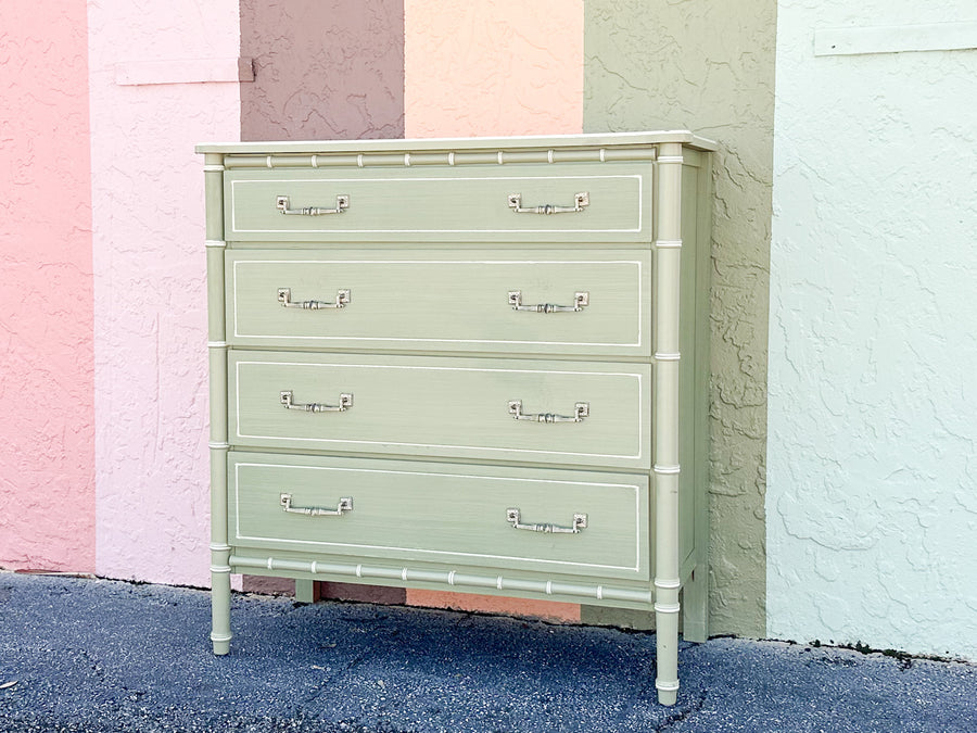 Seafoam Faux Bamboo Tall Chest