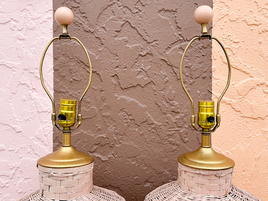 Pair of Pink Sands Basket Lamps