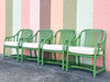 Set of Four Green Ficks Reed Rattan and Cane Chairs