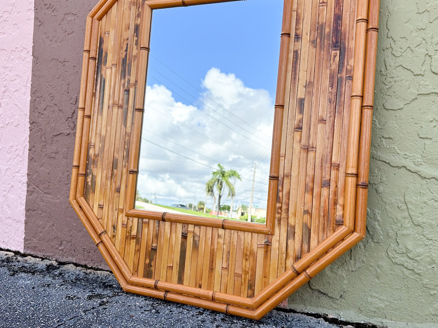 Split Bamboo Octagon Mirror