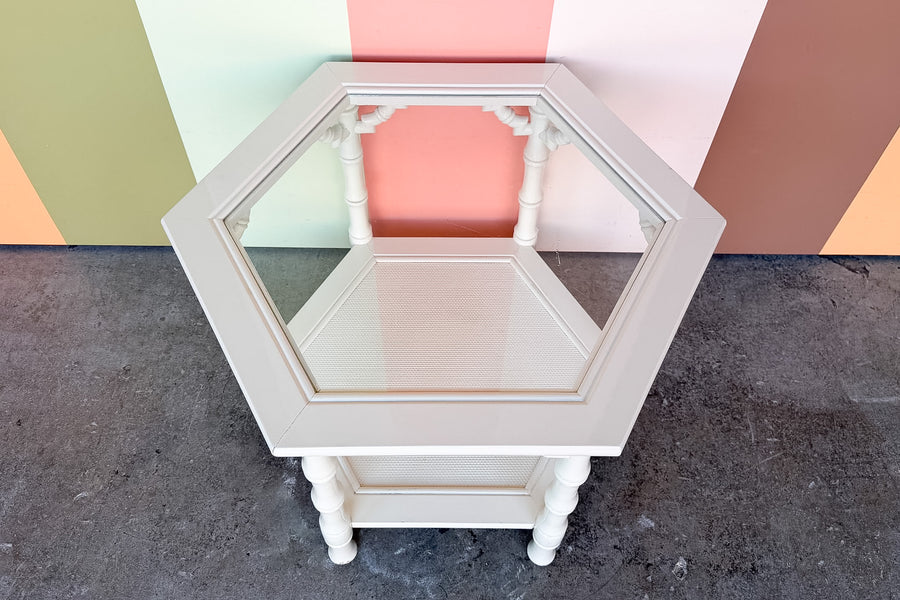 Faux Bamboo Hexagon Side Table