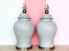 Pair of Seafoam Swirl Lamps
