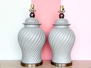 Pair of Seafoam Swirl Lamps