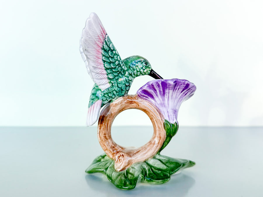 Set of Six Fitz and Floyd Hummingbird Napkin Rings