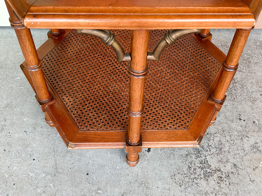 Thomasville Faux Bamboo and Cane Side Table