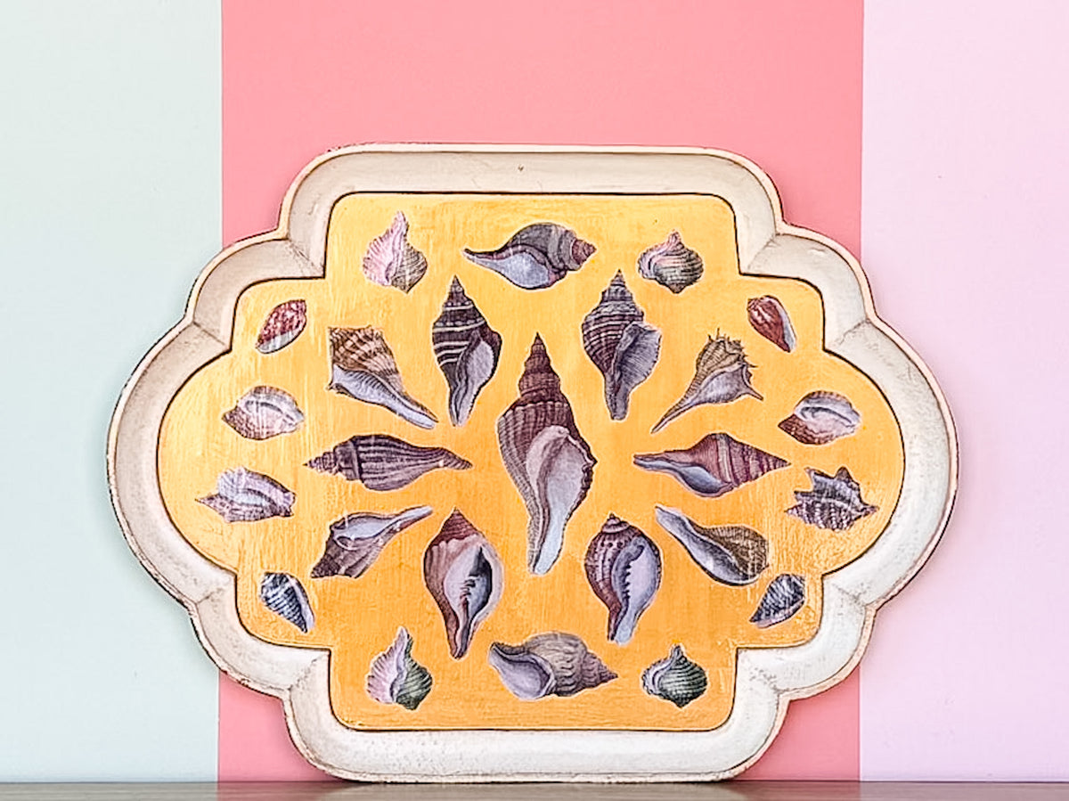 Medium Regency Chic Decoupage Shell Tray