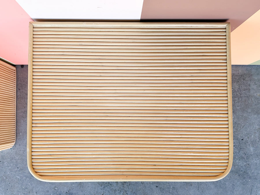 Pair of Sweet Pencil Reed Rattan Nightstands