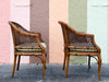 Pair of Handsome Faux Bamboo Cane Barrel Chairs