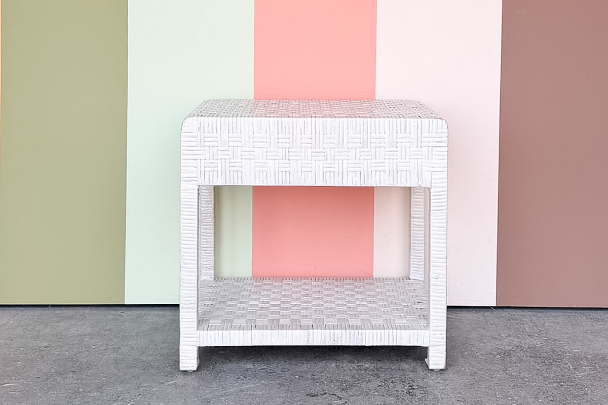 Coastal Chic Rattan Wrapped Nightstand