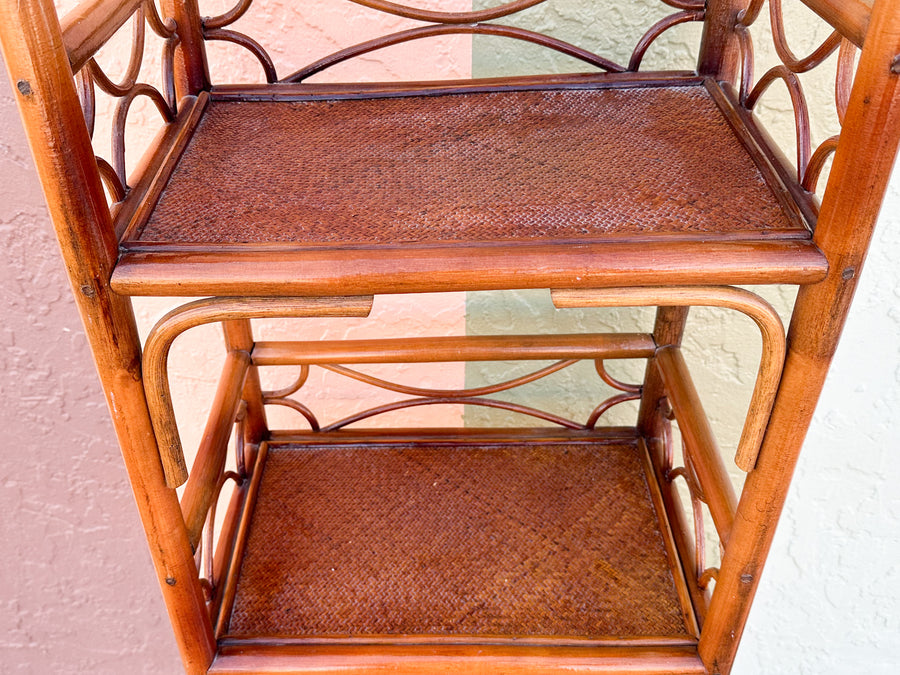 Petite Handsome Rattan Etagere