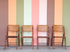Set of Four Bamboo and Cane Folding Chairs