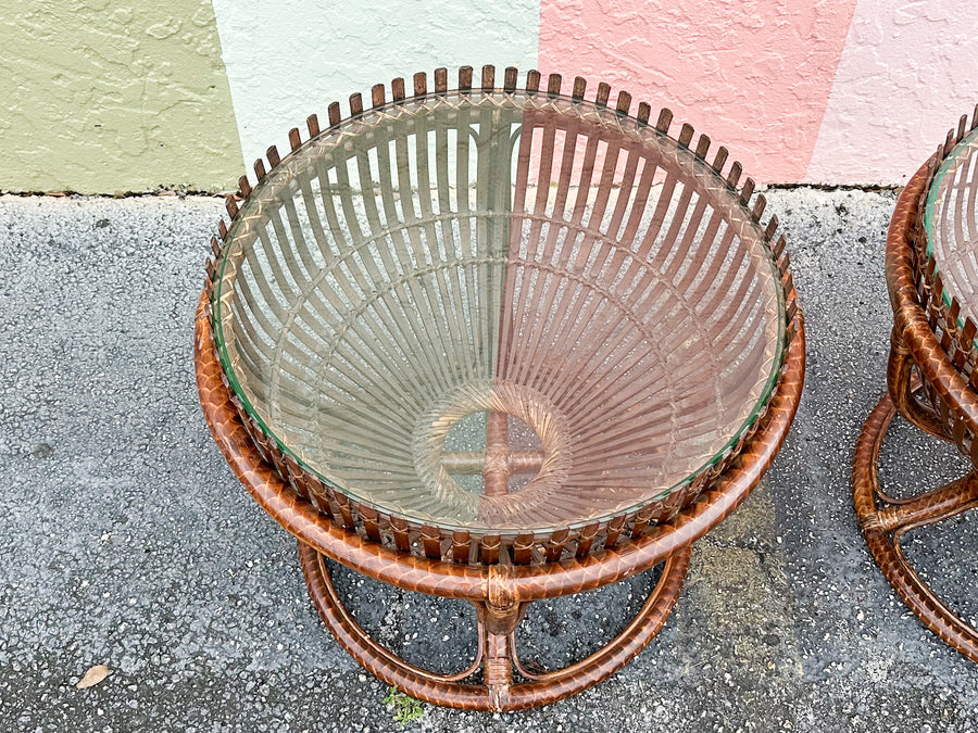 Pair of Island Chic Bamboo Side Tables