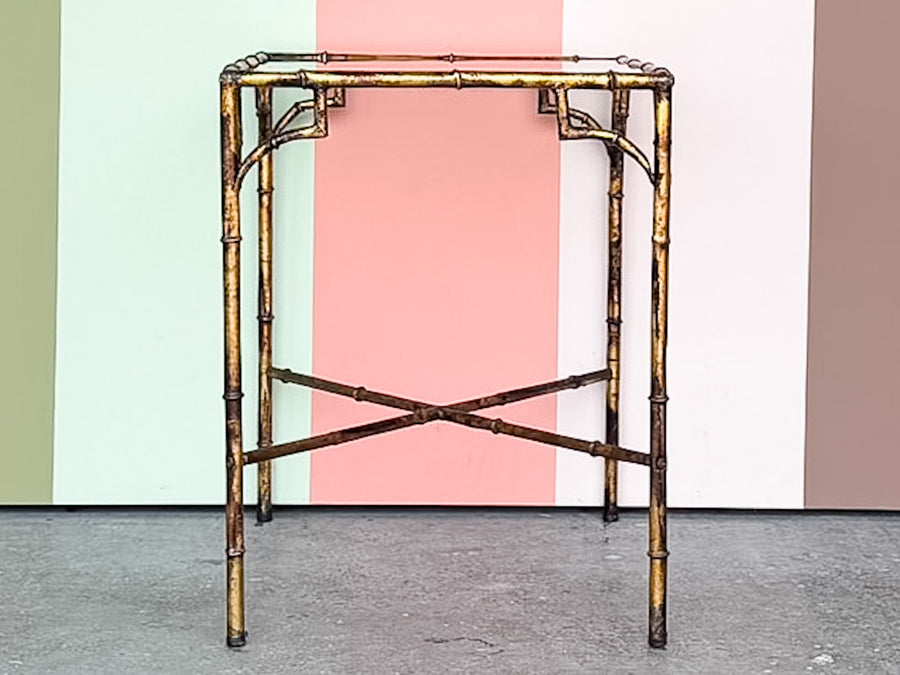 Gilt Faux Bamboo Fretwork Side Table