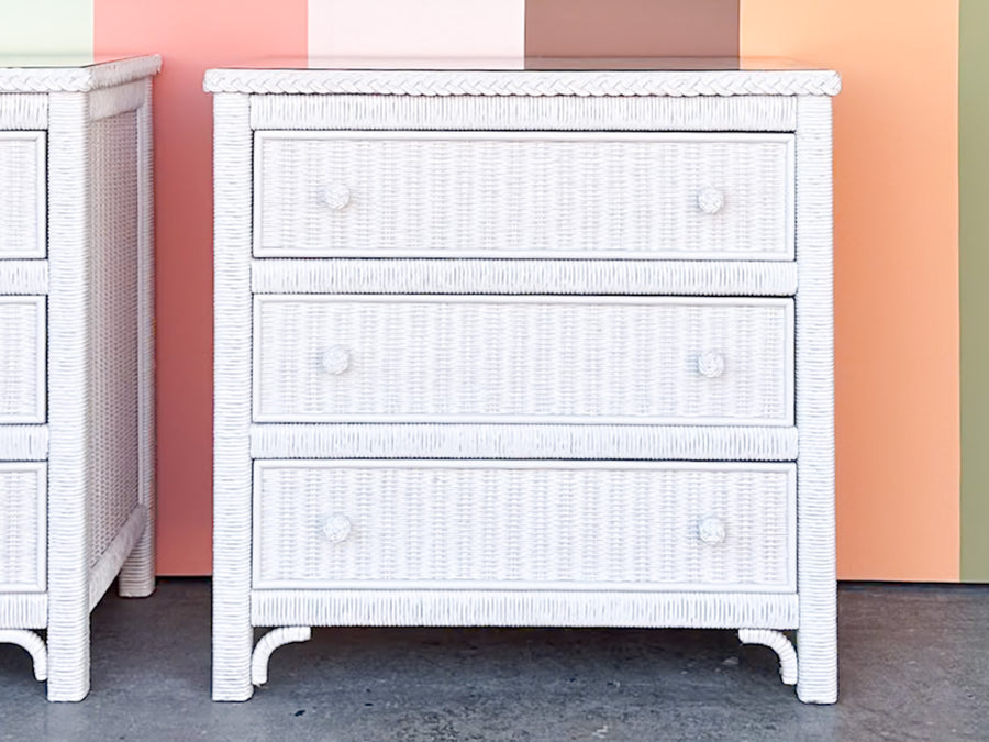 Pair of Henry Link Wicker Oversized Nightstands