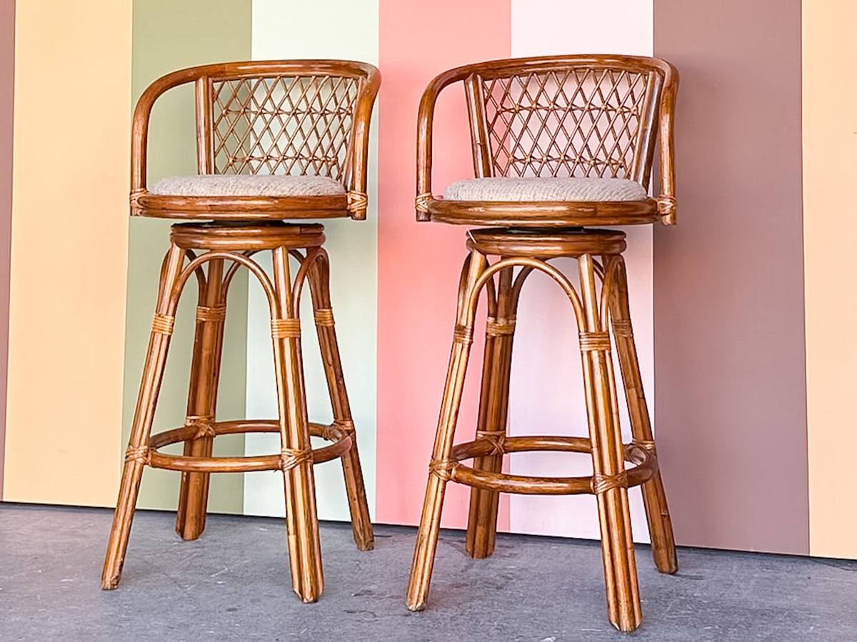 Pair of Rattan Bar Stools