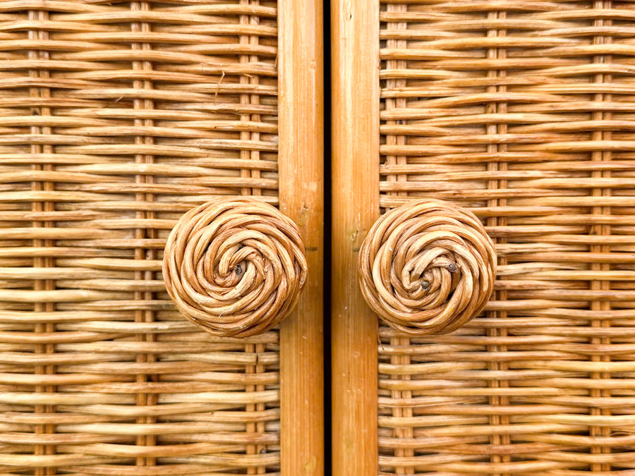 Pair of Cute Wicker Wrapped Nightstands