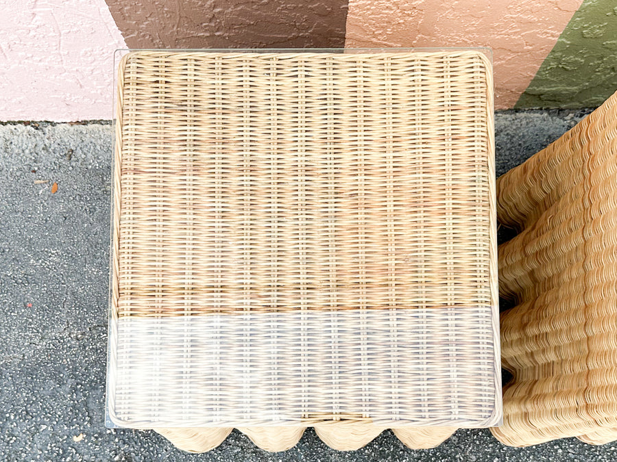Pair of Modern Draped Wicker Side Tables