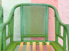Set of Four Green Ficks Reed Rattan and Cane Chairs