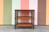 Wood and Cane Faux Bamboo Square Side Table