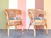 Pair of Rattan and Cane Barrel Chairs
