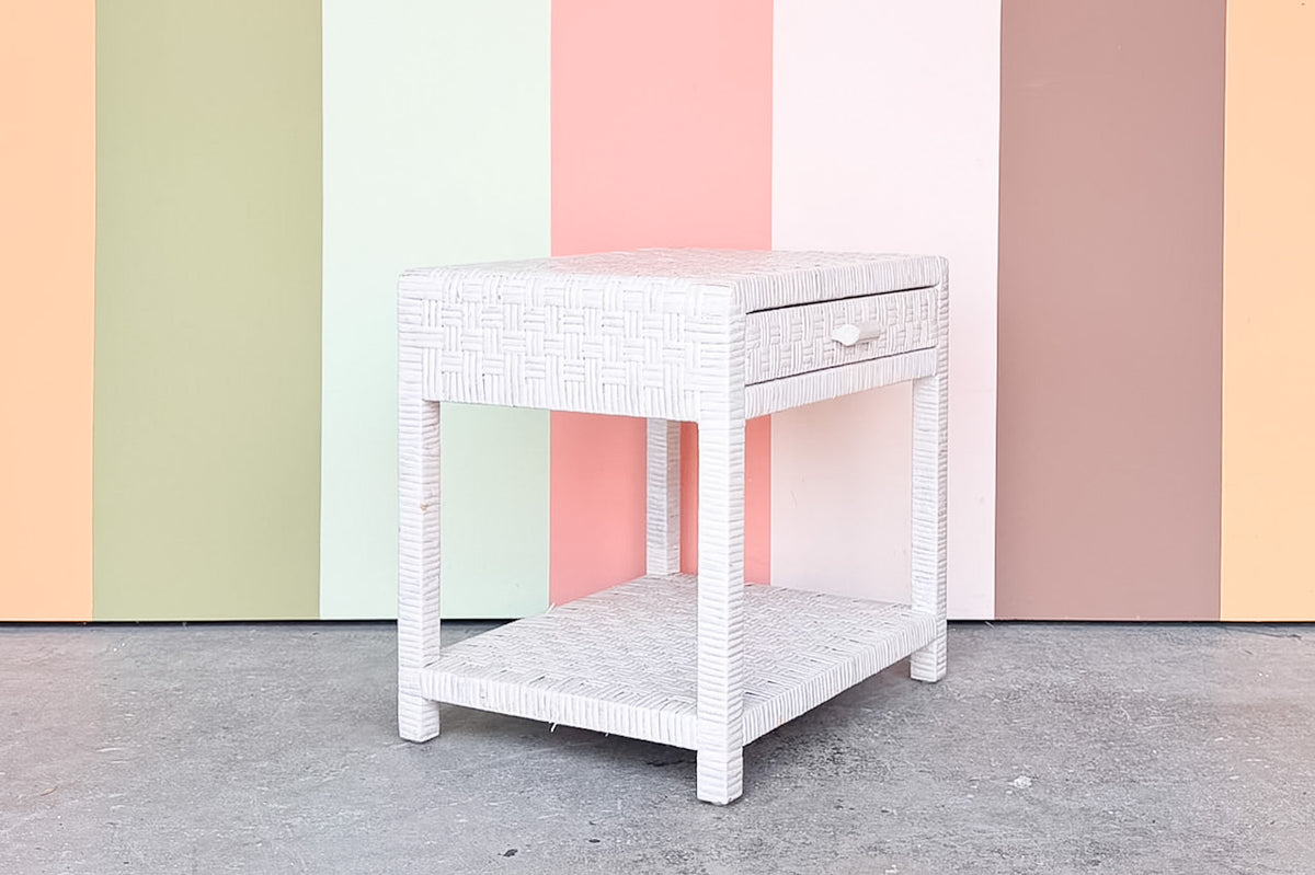 Coastal Chic Rattan Wrapped Nightstand