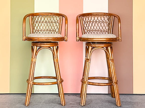 Pair of Rattan Bar Stools
