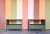 Pair of Modern Painted Linen Wrapped Nightstands