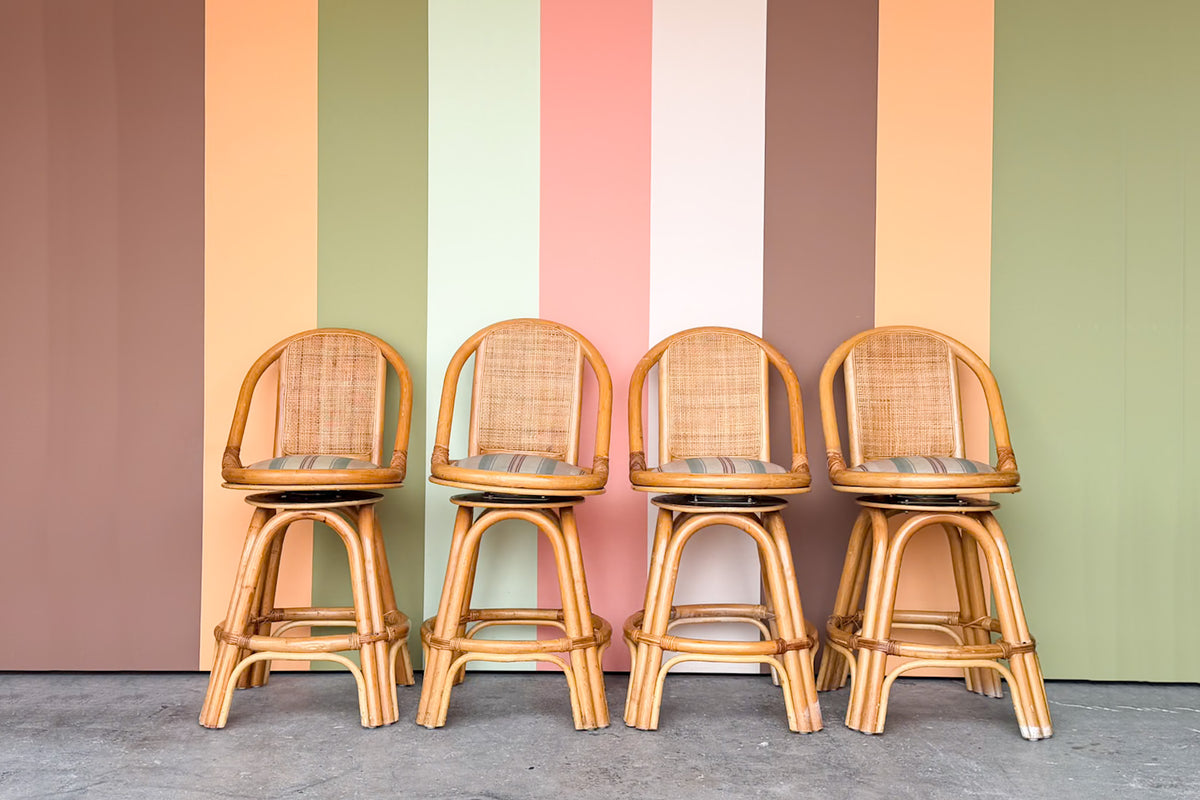 Set of Four Old Florida Counter Stools