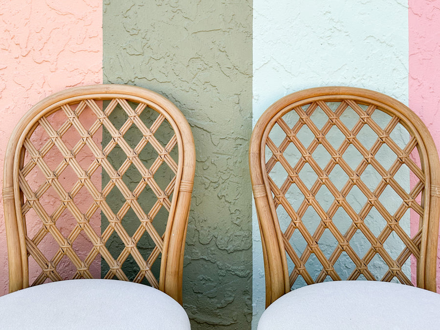 Lattice Rattan Game Table and Chairs