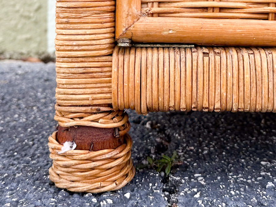 Pair of Cute Wicker Wrapped Nightstands