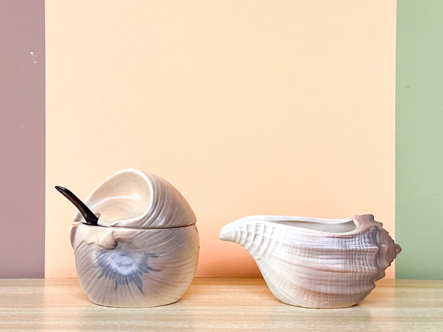 Japanese Conch Shell Creamer and Sugar Set