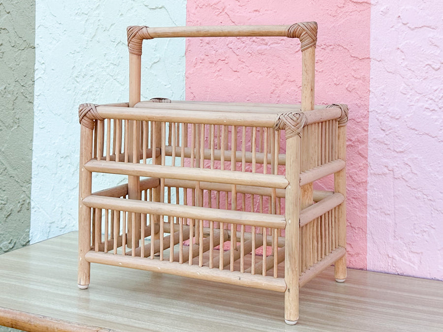 Rattan Grid Magazine Rack
