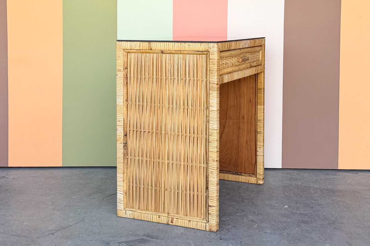 Sweet Rattan Wrapped Desk and Stool