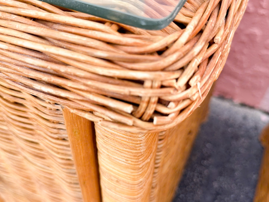 Pair of Cute Wicker Wrapped Nightstands