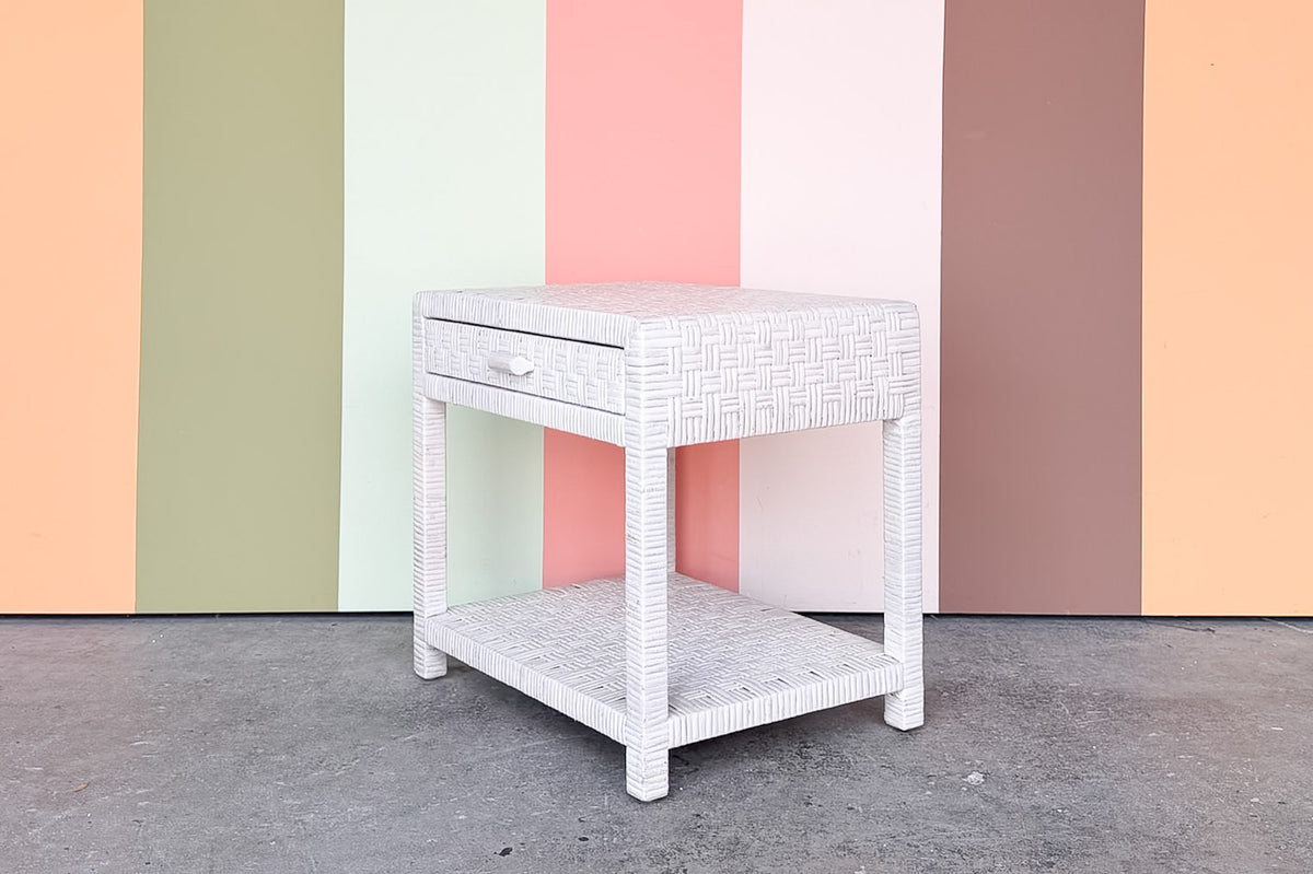 Coastal Chic Rattan Wrapped Nightstand