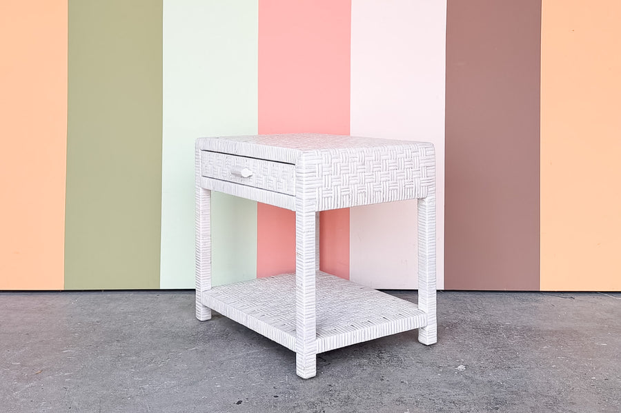 Coastal Chic Rattan Wrapped Nightstand