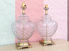 Pair of Brass Greek Key and Crystal Lamps