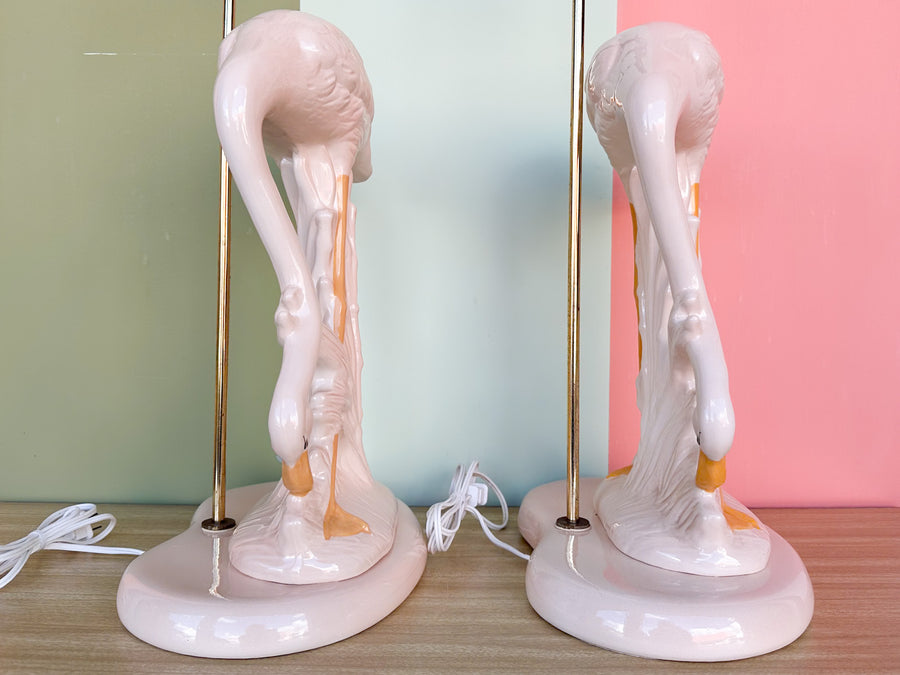 Pair of Fab Pink Flamingo Lamps