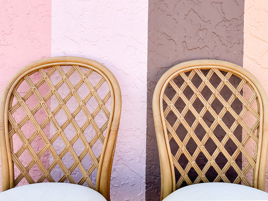 Lattice Rattan Game Table and Chairs