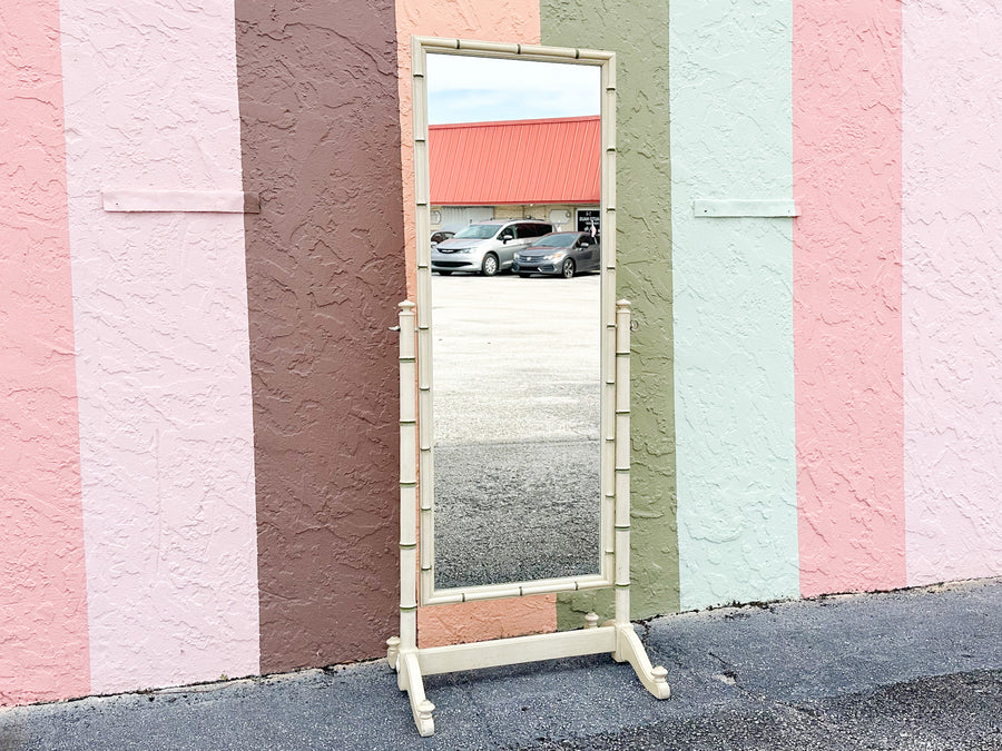 Thomasville Faux Bamboo Cheval Mirror